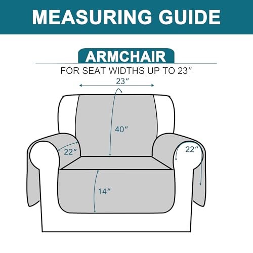 Turquoize 100% Waterproof Sofa Covers Chair Cover Slipcover Couch Protector Triple Non-Slip Sofa Slipcover for 1 Cushion Furniture Protector for Pets, Kids,Dog (Chair 23", Ivory) - Image 5