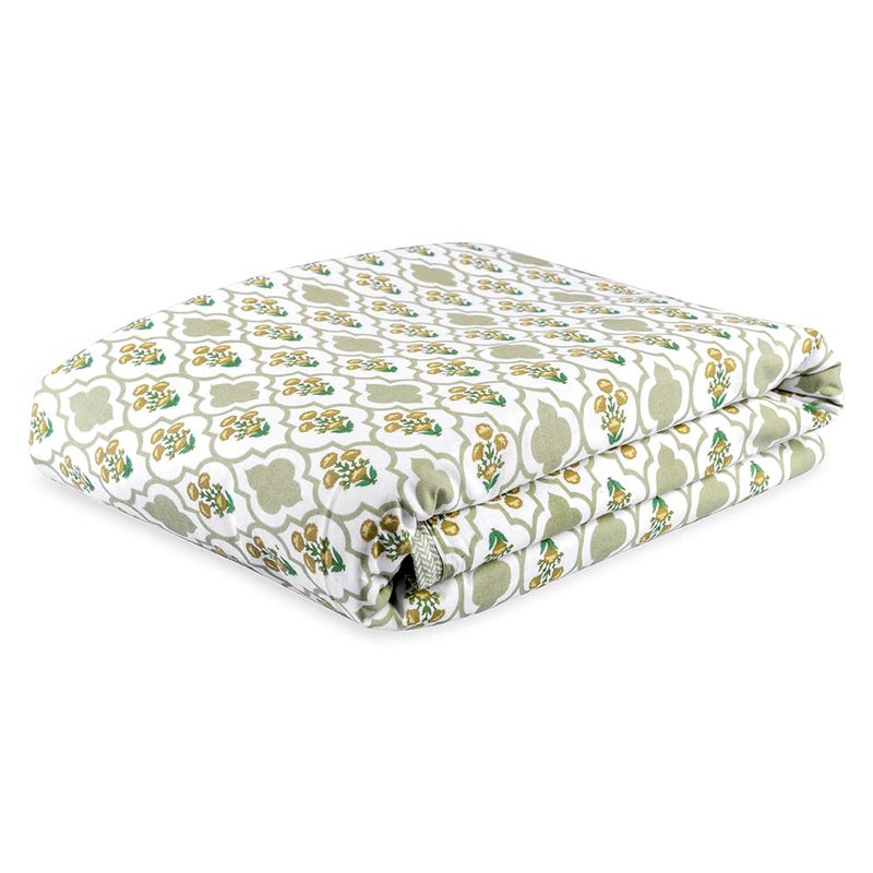 Wakefit Dohar Double Bed | 100% Cotton Blanket for Double Size Bed, Quilt | 110 GSM | Reverisible AC Blanket | 90x82 Inches - Panag Green - Image 1
