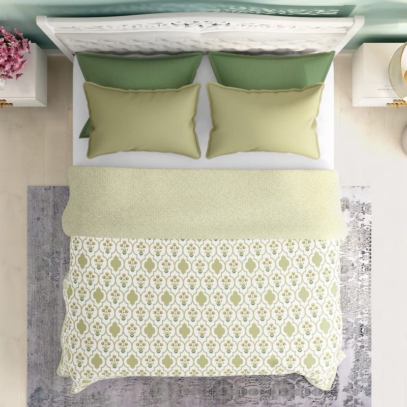 Wakefit Dohar Double Bed | 100% Cotton Blanket for Double Size Bed, Quilt | 110 GSM | Reverisible AC Blanket | 90x82 Inches - Panag Green - Image 4
