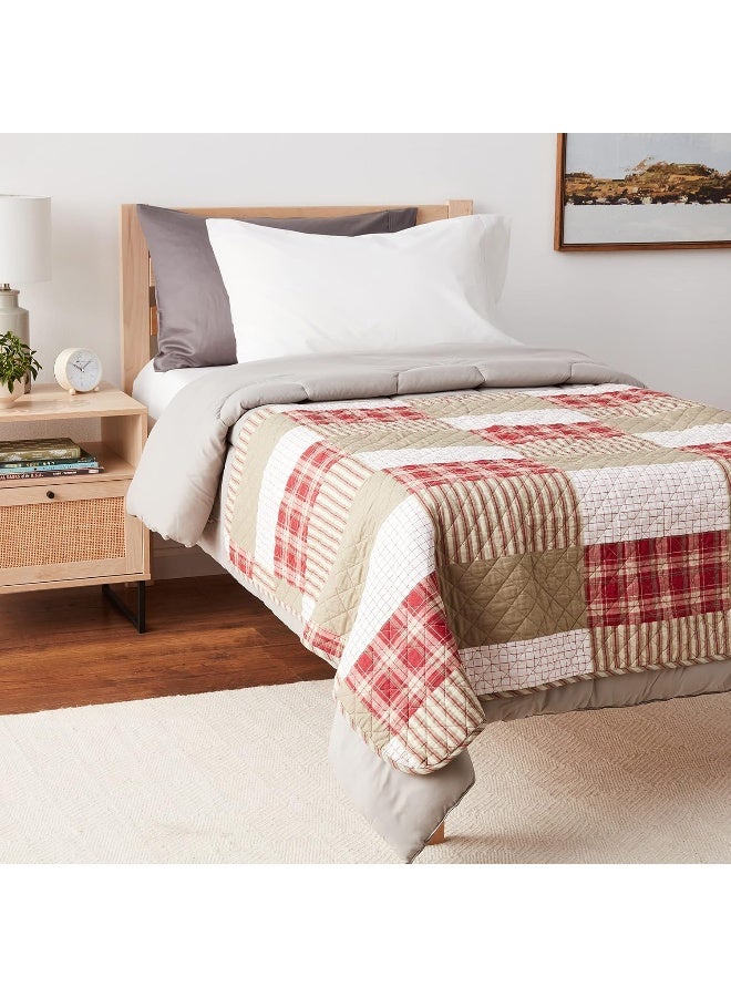 Eddie Bauer - Throw Blanket, 100% Soft Cotton Percale Plaid Bedding, Throw Blanket for Couch or Bed (Camano Island Red, 50" x 60") - Image 4