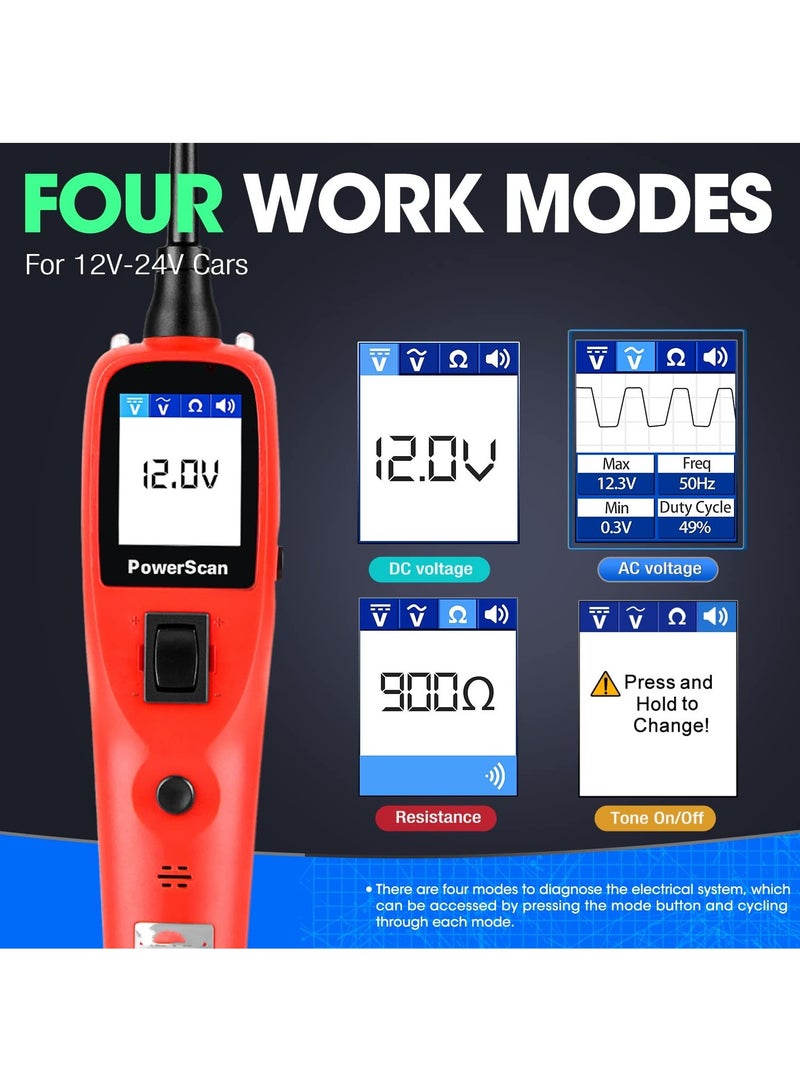 Zikra Automotive Circuit Tester, Power Circuit Probe Kit, Digital Multimeter Relay & Diode Resistance Tool, for Frequency Duty Cycle Voltage Test, Activating Component, w 20ft Cable - Image 3