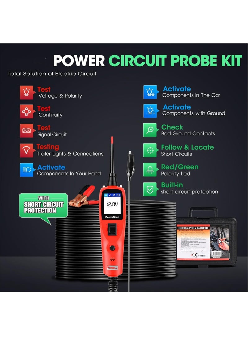 Zikra Automotive Circuit Tester, Power Circuit Probe Kit, Digital Multimeter Relay & Diode Resistance Tool, for Frequency Duty Cycle Voltage Test, Activating Component, w 20ft Cable - Image 2