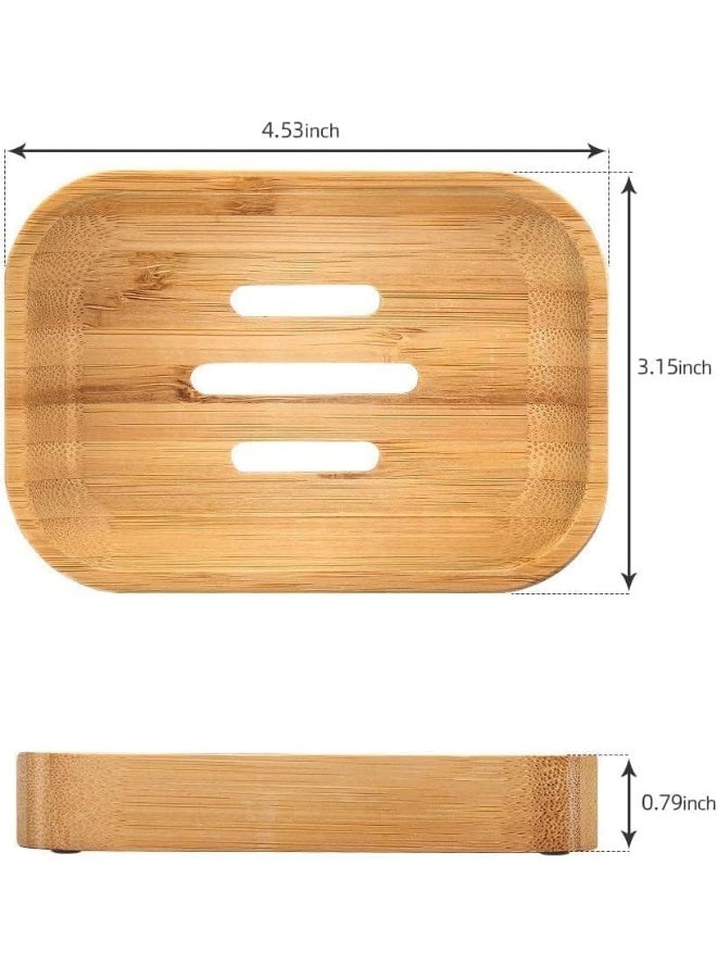 FUIN Soap Dishes, 2PCS Bamboo Soap Holder, Natural Dish Soap Holder for Shower, Bathroom, Kitchen, Bath Tub, Razor, Sponges, Easy Clean with a Little Water, Extend Soap Life, Reusable, Pro-Environment - Image 3