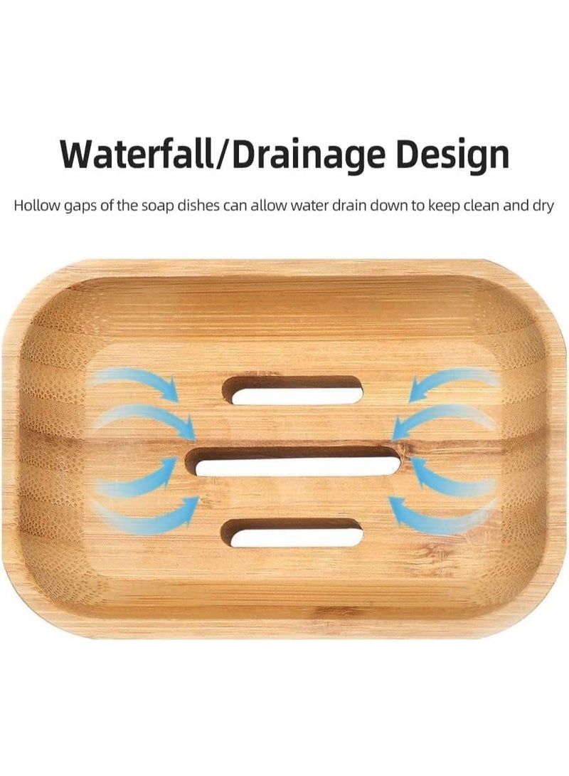 FUIN Soap Dishes, 2PCS Bamboo Soap Holder, Natural Dish Soap Holder for Shower, Bathroom, Kitchen, Bath Tub, Razor, Sponges, Easy Clean with a Little Water, Extend Soap Life, Reusable, Pro-Environment - Image 2