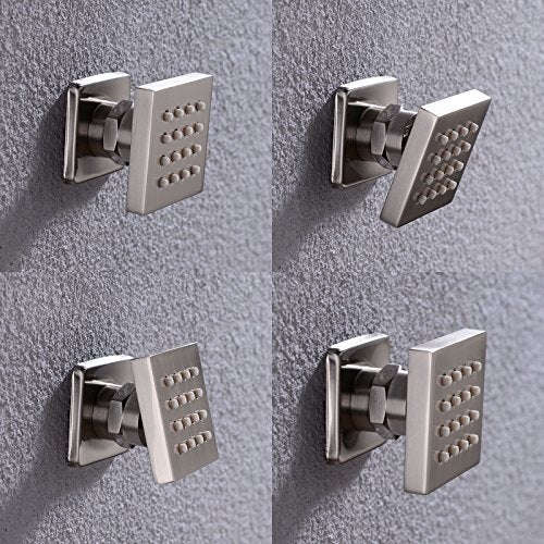 orhemus Solid Brass Body Spray Shower Jet Adjustable Massage Spa Side Sprayer Wall Mounted Shower Set, Square Brushed Nickel Finish - Image 2