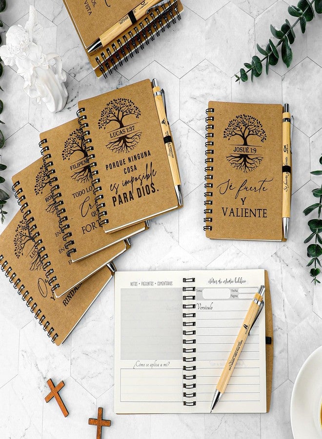 Spakon 30 Sets Spanish Christian Easter Gifts for Women Men Bulk Mothers Day Religious Spiral Kraft Prayer Journals Tree Life Notepad Bible Verse Pen Daily Planner Notebook for Church Sunday School - Image 4
