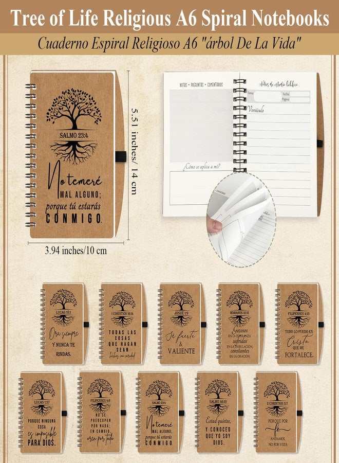 Spakon 30 Sets Spanish Christian Easter Gifts for Women Men Bulk Mothers Day Religious Spiral Kraft Prayer Journals Tree Life Notepad Bible Verse Pen Daily Planner Notebook for Church Sunday School - Image 2