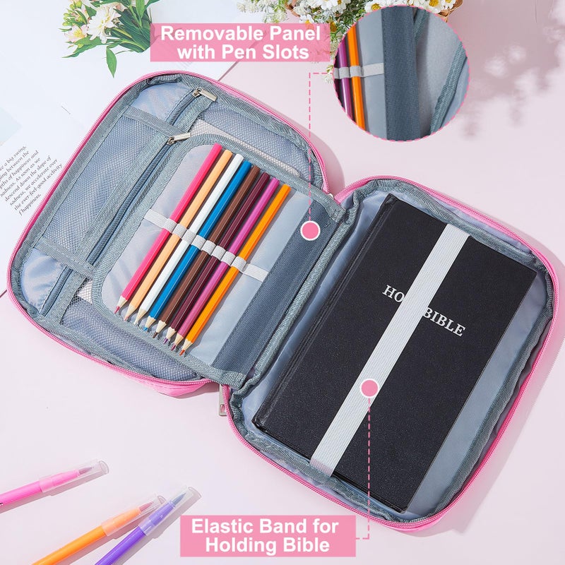 ICOSY Bible Cover Case for Women Girls Kids Bible Bag Case with Handle Kids Girls Bible Study Accessories Supplies - Image 4