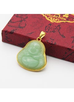 Generic Gold Plated Buddha Pendant Necklace Light green 