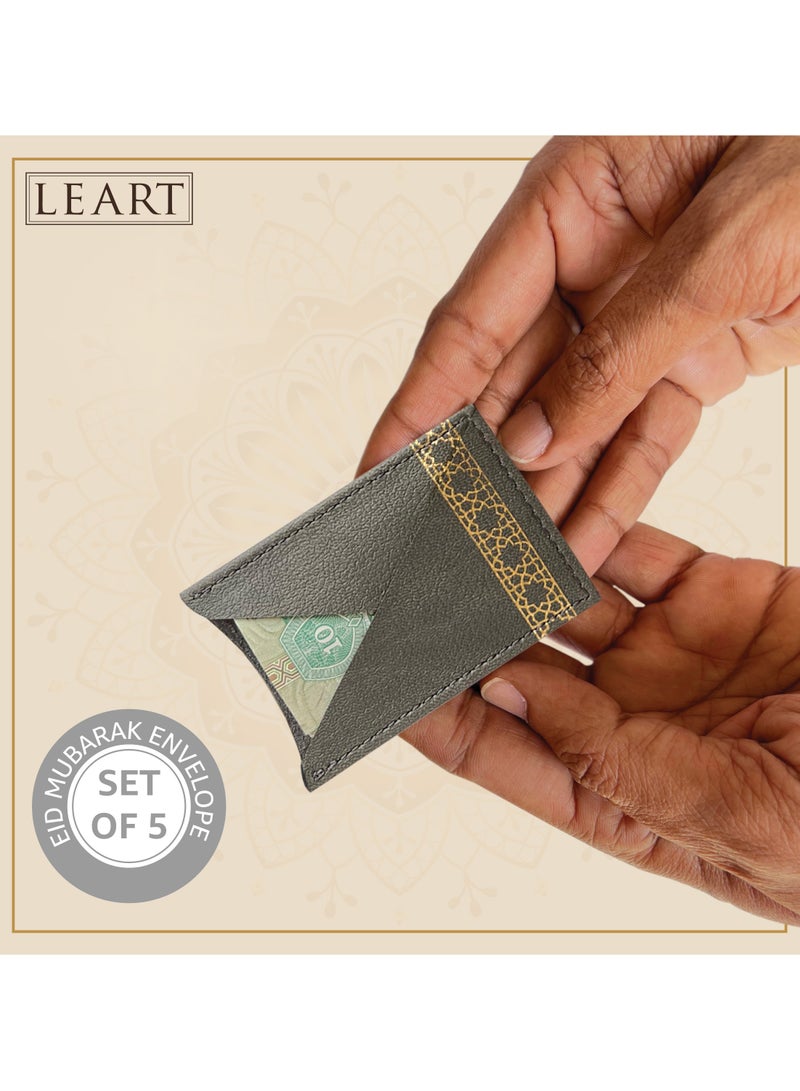 LeArt Leather Eid Envelopes - Eid Mubarak Envelopes | Eid Envelopes | Eid Decorations | Eid Envelopes for Kids (Grey | Set of 5)  - Image 4