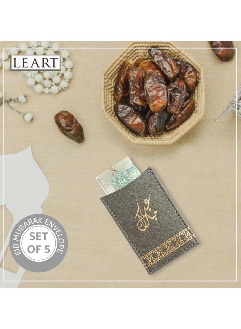 LeArt Leather Eid Envelopes - Eid Mubarak Envelopes | Eid Envelopes | Eid Decorations | Eid Envelopes for Kids (Grey | Set of 5)  - Image 5