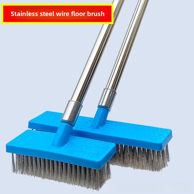 Factory wholesale long handle stainless steel wire floor brush bristle brush steel wire brush(Stainless steel wire brush [plastic brush holder]; 30cm stainless steel wire brush head [without pole]; stainless steel wire) - Image 2