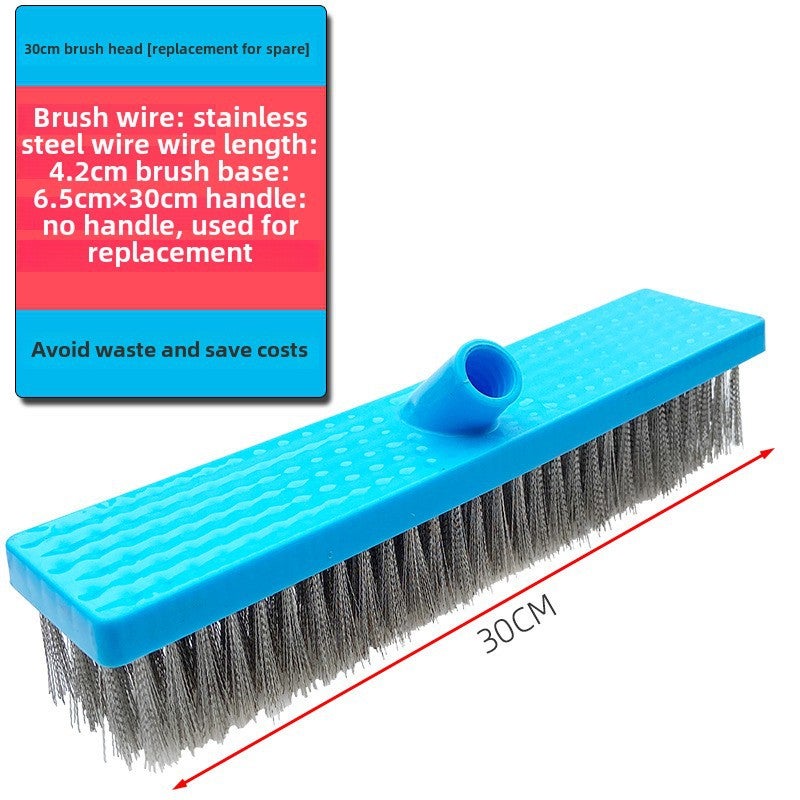 Factory wholesale long handle stainless steel wire floor brush bristle brush steel wire brush(Stainless steel wire brush [plastic brush holder]; 30cm stainless steel wire brush head [without pole]; stainless steel wire) - Image 1