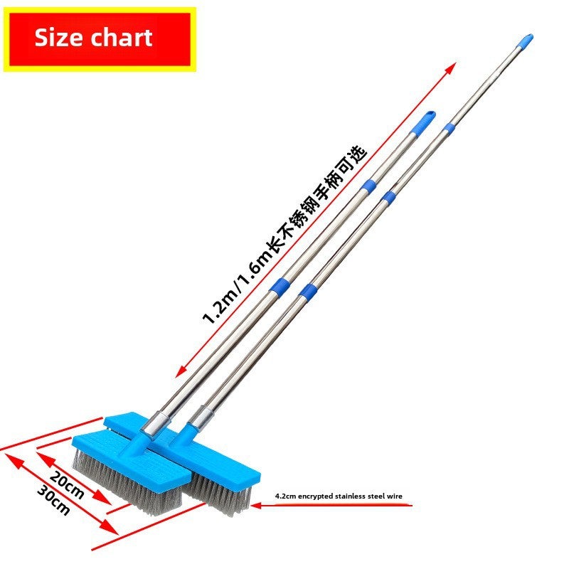 Factory wholesale long handle stainless steel wire floor brush bristle brush steel wire brush(Stainless steel wire brush [plastic brush holder]; 30cm stainless steel wire brush head [without pole]; stainless steel wire) - Image 3