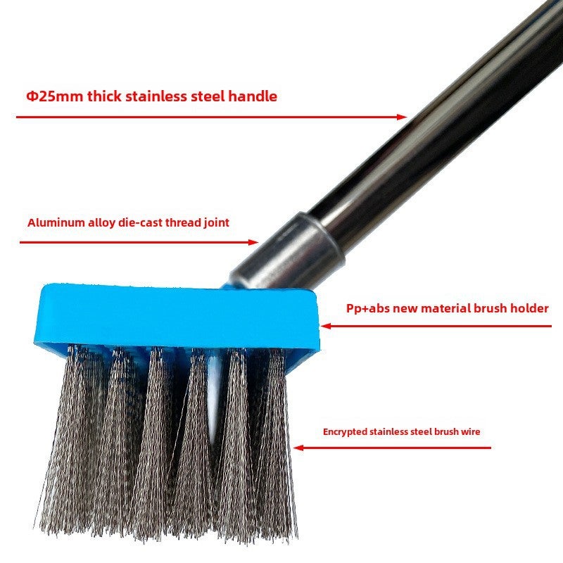 Factory wholesale long handle stainless steel wire floor brush bristle brush steel wire brush(Stainless steel wire brush [plastic brush holder]; 30cm stainless steel wire brush head [without pole]; stainless steel wire) - Image 5