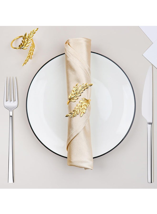 12 قطعة من حلقات المناديل المعدنية الذهبية على شكل أوراق القمح حاملات حلقات المناديل الأنيقة والعصرية حلقات المناديل الأنيقة لتزيين الطاولة في حفلات الزفاف وأعياد الميلاد والتجمعات العائلية وحفلات الأعياد والعطلات والعشاء العائلي وتزيين طاولة المطبخ - Image 2