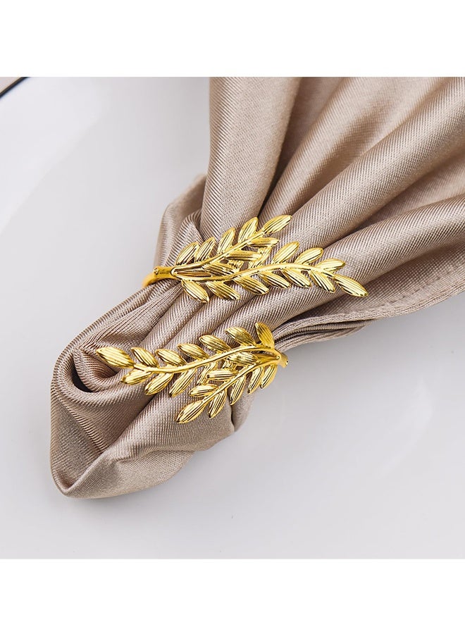 12 قطعة من حلقات المناديل المعدنية الذهبية على شكل أوراق القمح حاملات حلقات المناديل الأنيقة والعصرية حلقات المناديل الأنيقة لتزيين الطاولة في حفلات الزفاف وأعياد الميلاد والتجمعات العائلية وحفلات الأعياد والعطلات والعشاء العائلي وتزيين طاولة المطبخ - Image 3