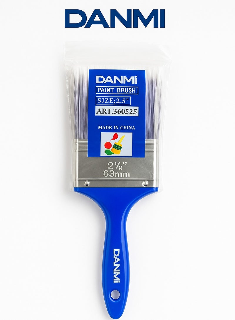 DANMI 3-Piece Set – DANMI Paint Brushes (3" + 2.5" + 2") – Blue Plastic Handles with Metal Ferrules, Dual Rivets – ART:360503 / 360525 / 360502 - Image 3