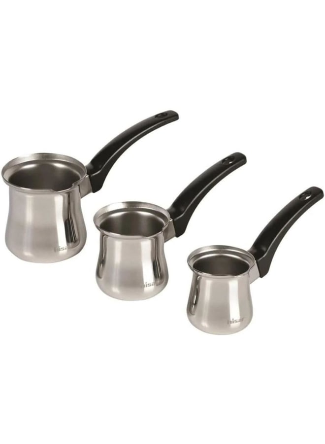 Hisar Atlantis Stainless Steel Coffee Pot Set 3-Pieces, Silver - Image 1