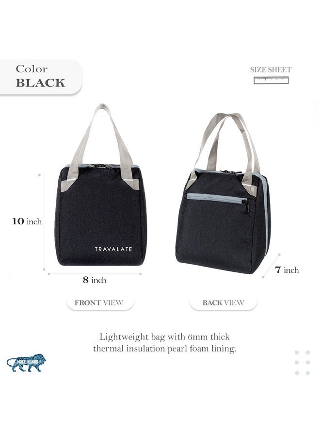 TRAVALATE TRAVALATE Insulated Lunch Bag for Men Women - Leakproof Lunch Box for Kids Office Work School Picnic - Reusable Soft Cooler Tote Bag Lunch Bag - Black  - Image 3