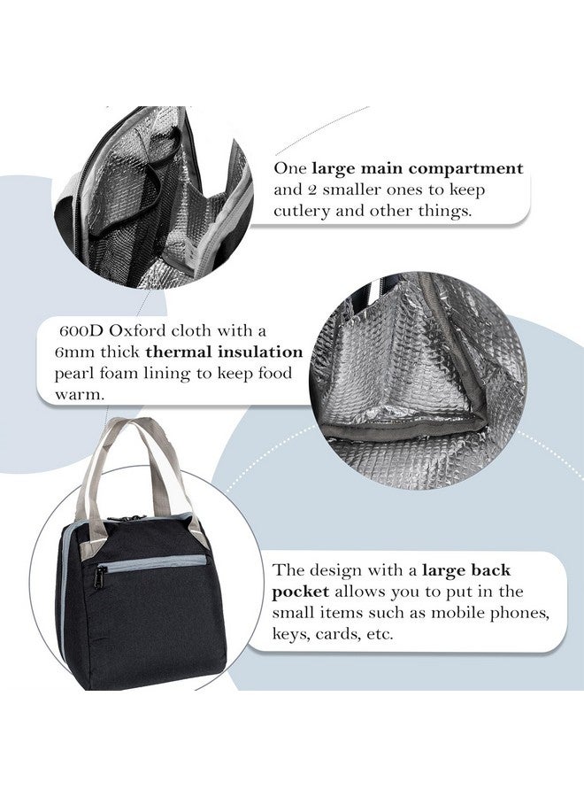 TRAVALATE TRAVALATE Insulated Lunch Bag for Men Women - Leakproof Lunch Box for Kids Office Work School Picnic - Reusable Soft Cooler Tote Bag Lunch Bag - Black  - Image 4