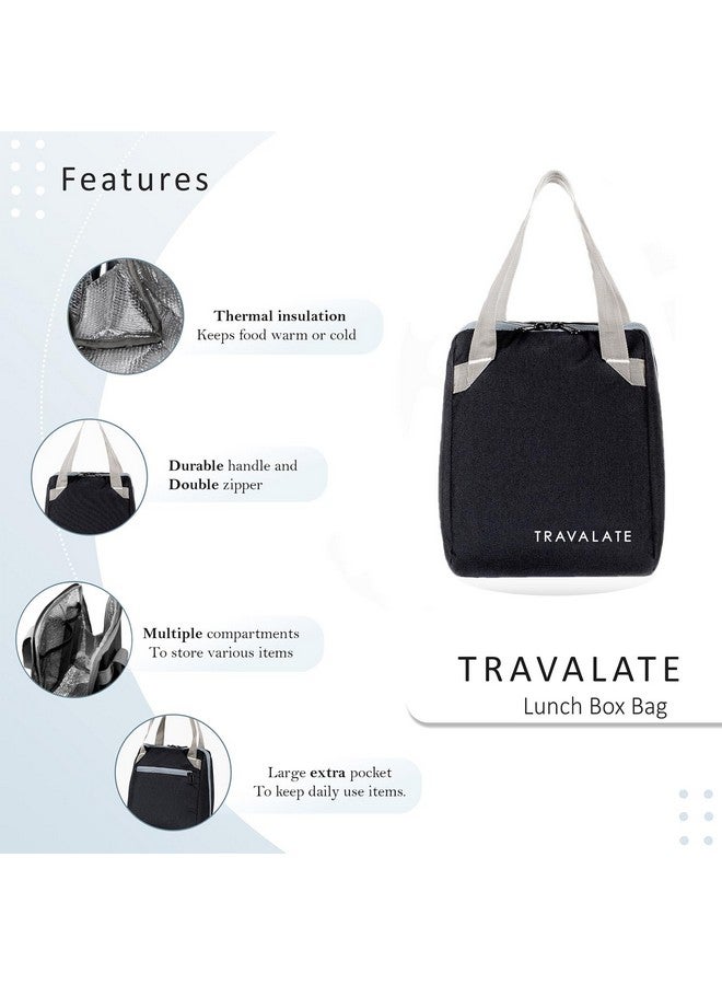 TRAVALATE TRAVALATE Insulated Lunch Bag for Men Women - Leakproof Lunch Box for Kids Office Work School Picnic - Reusable Soft Cooler Tote Bag Lunch Bag - Black  - Image 2