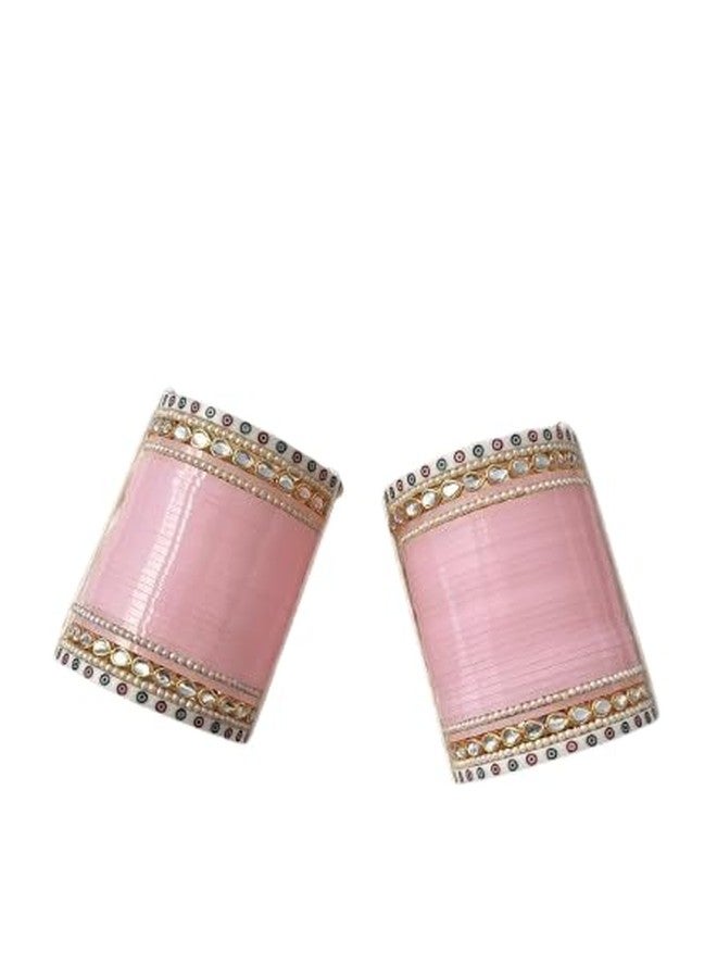 BANGLESKART مجموعة بانجلز كارت البنجابية، طقم أساور تشورا خفيف للعرائس، تصميم رائع، جودة بناء عالية، مصنوع بشكل جميل، لون وردي فاتح (2.4) - Image 1