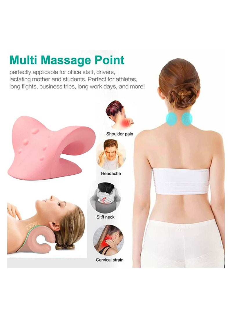 BEAUTY AMBITION Neck and Shoulder Relaxer, Cervical Traction Device for TMJ Pain Relief and Cervical Spine Alignment, Chiropractic Pillow, Neck Stretcher, Neck pillow (Pink)  - Image 2