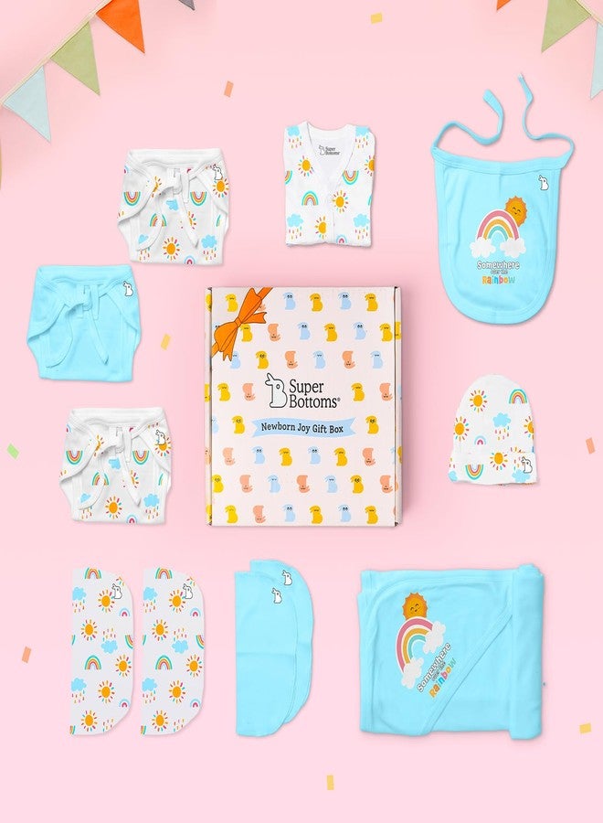 SuperBottoms Baby Gift Set for New Born - Skin-Friendly Newborn Essentials - Ideal Gifts for Newborn Baby – Unisex Clothing - 0-3 Months – 11 Pieces Baby Gift Hamper (Blue) - Image 2
