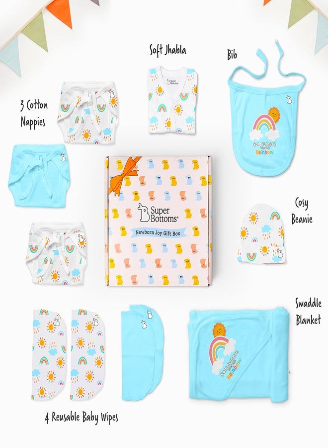 SuperBottoms Baby Gift Set for New Born - Skin-Friendly Newborn Essentials - Ideal Gifts for Newborn Baby – Unisex Clothing - 0-3 Months – 11 Pieces Baby Gift Hamper (Blue) - Image 3