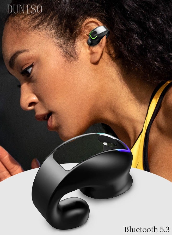 DUNISO IPX4 Waterproof Wireless Earbuds Wireless Open Ear Sport Headphones Clip On Bluetooth Earbuds for Android iOS Air Conduction Headphones Earring Bluetooth 5.3 Headset for Cycling Running Workout  - Image 1
