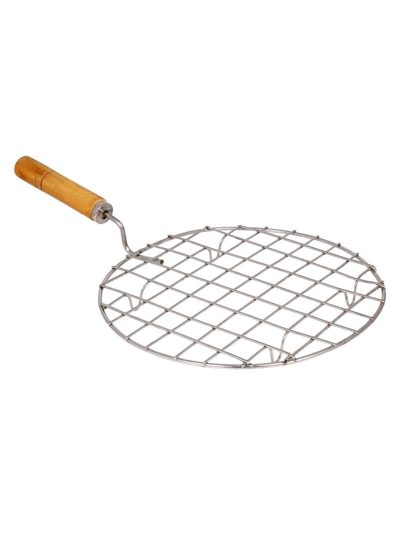 BE MALL BE MALL Wire Round Wooden Handle Roaster Papad Jali Paneer Grill Roti Maker Barbeque Jali Roaster Chapati Toast Grill Roaster  - Image 1