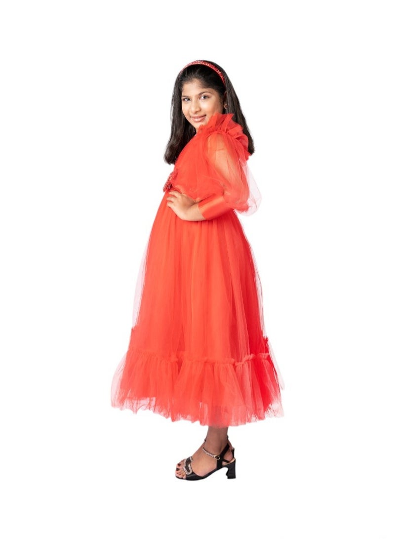 دىدانيالا فستان ماكسي دانتيلا مفصل بفيونكة أحمر - Image 2