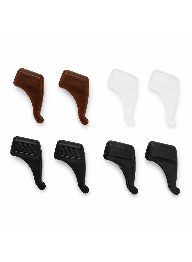 8Pcs Eyeglass Ear Hook Set, Soft Silicone Anti-Slip Glasses Holders, Comfortable Ear Grips for Eyeglasses & Sunglasses, Fits Most Frames, Black Clear Brown - Image 1