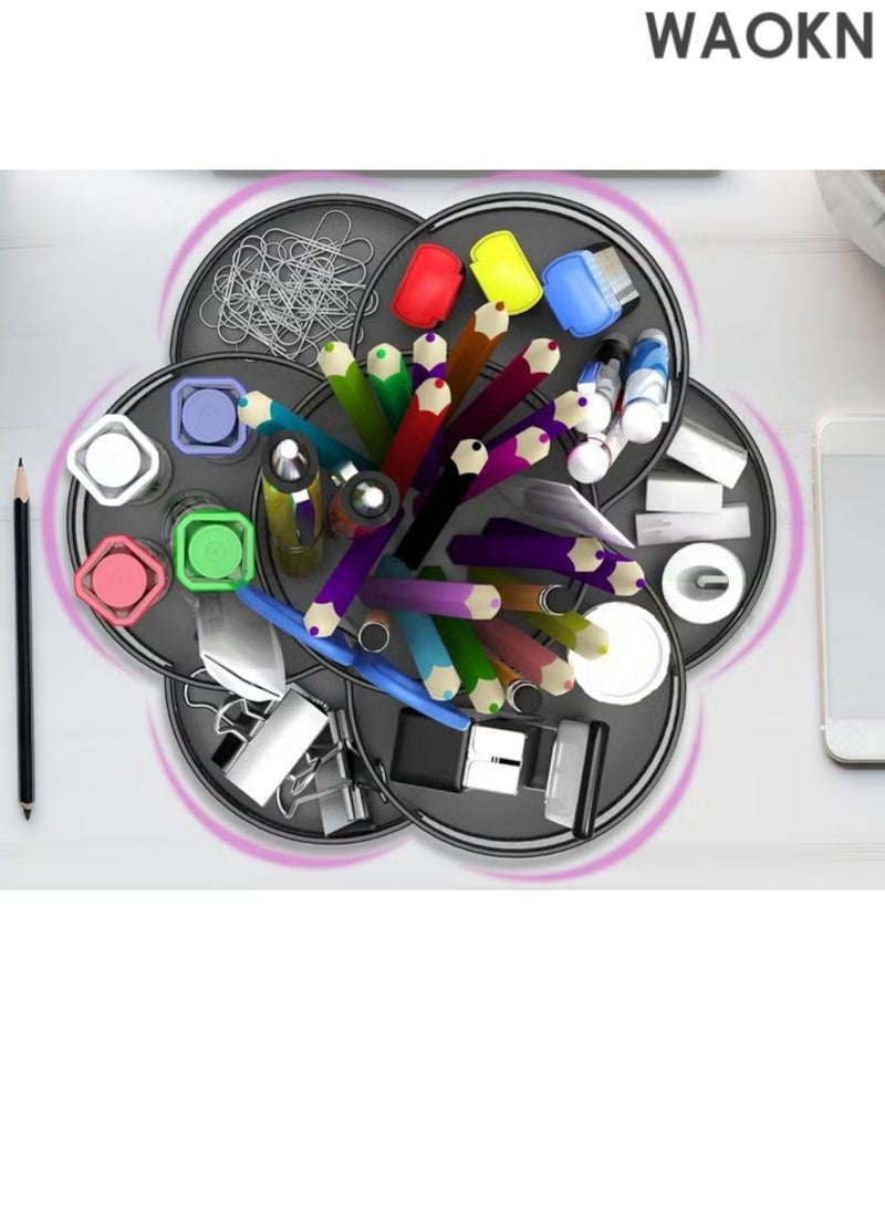 WAOKN Pencil Holder,360 degree rotating, Stationary organizer, Desk Organizer,7 Compartments,desk, Desktop Stationery Organizer, Office Supplies, caddy for School & Art Supplies,Teacher Gift - Image 4