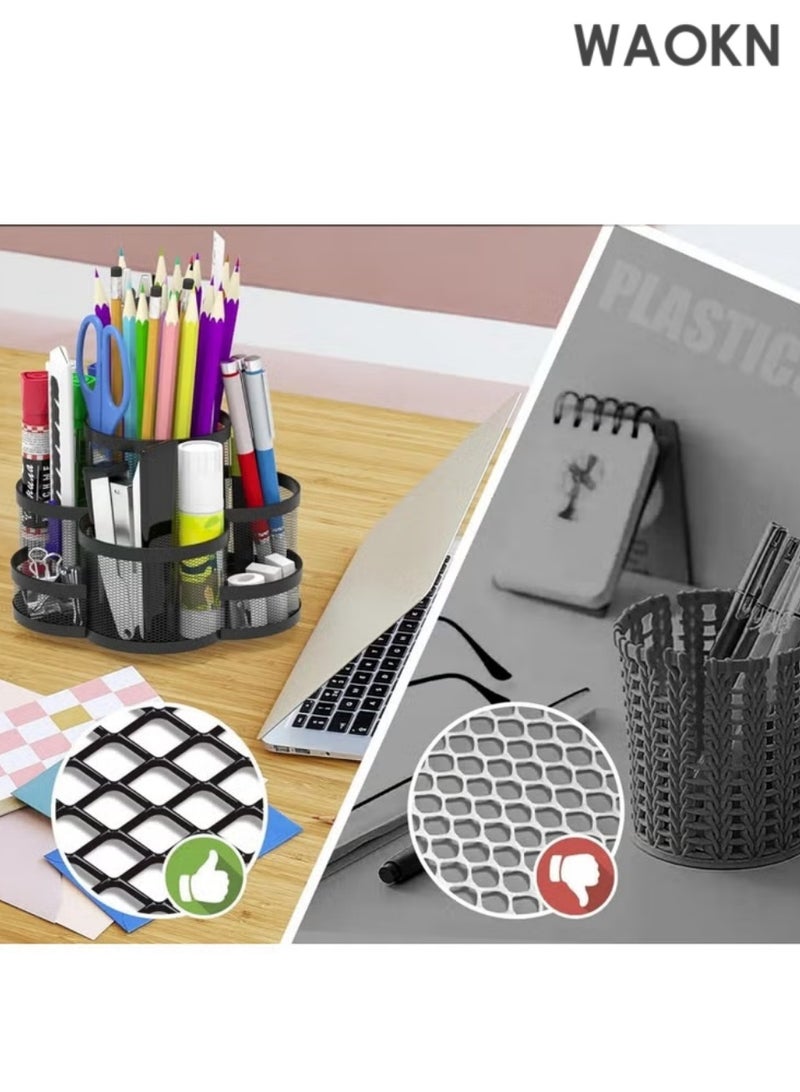 WAOKN Pencil Holder,360 degree rotating, Stationary organizer, Desk Organizer,7 Compartments,desk, Desktop Stationery Organizer, Office Supplies, caddy for School & Art Supplies,Teacher Gift - Image 3