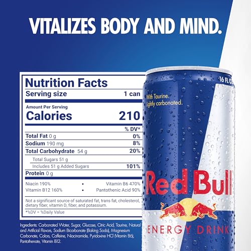 Red Bull Energy Drink with 151mg Caffeine plus Taurine & B Vitamins, 16 Fl Oz, Pack of 12 Cans - Image 2