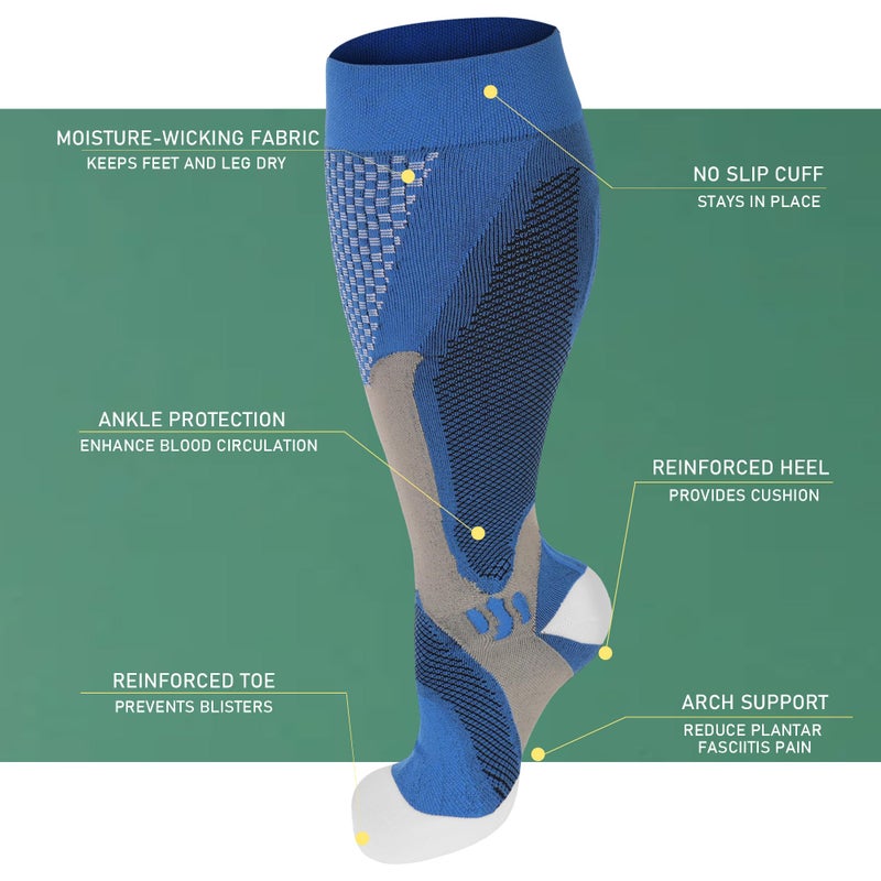 HYRIXDIRECT Wide Calf Compression Socks for Men Women 20-30 mmHg Knee High Large Support Stockings for Circulation - Image 5