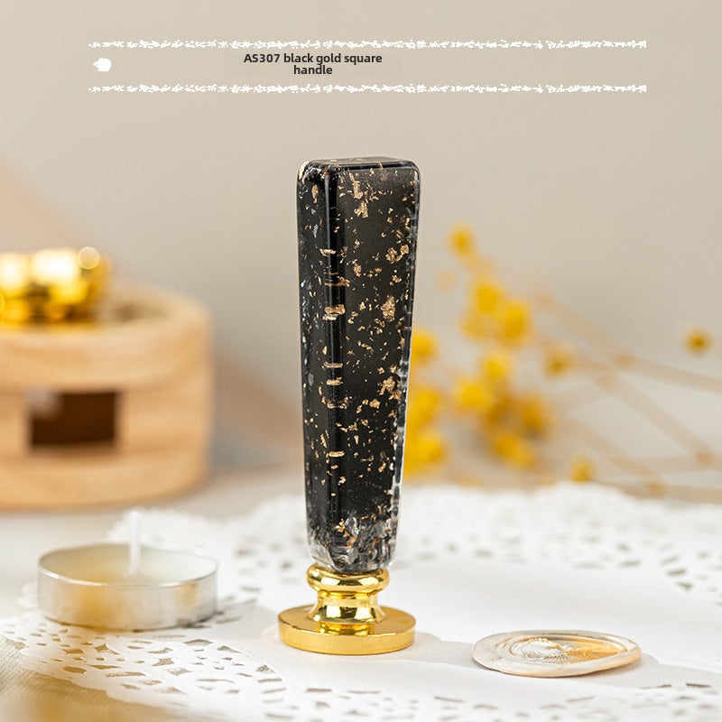 Vintage Magic Academy Wax Seal Handle AS307 black flowing gold square handle (excluding seal head) 