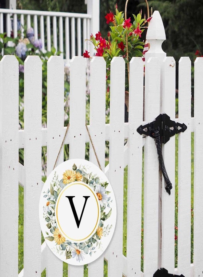 Beabes Welcome Sign Front Door Decoration Hand Drawn Wreath Hand Drawn Wreath Letter V Outdoor Indoor Wall Hanging Decorations 12x12in - Image 4