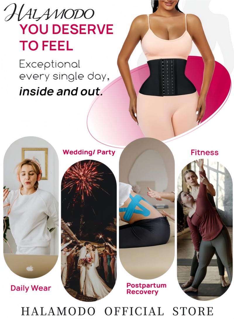 هالامودو مشدات الخصر النسائية، مشدات الخصر القصيرة جدًا، مشدات الخصر أسفل الصدر، مشد رياضي من اللاتكس، حزام التعافي بعد الولادة - Image 5