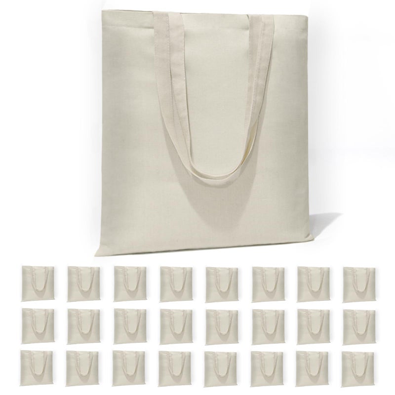 HECTOLIFE 24 Pack Canvas Tote, Reusable Blank Canvas for Shopping,Grocery Bags,DIY Gift Bags - Image 1