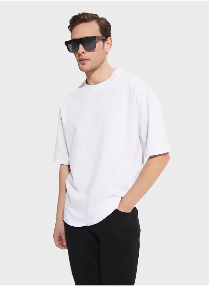 جون Ribbed  Collar T-Shirt
