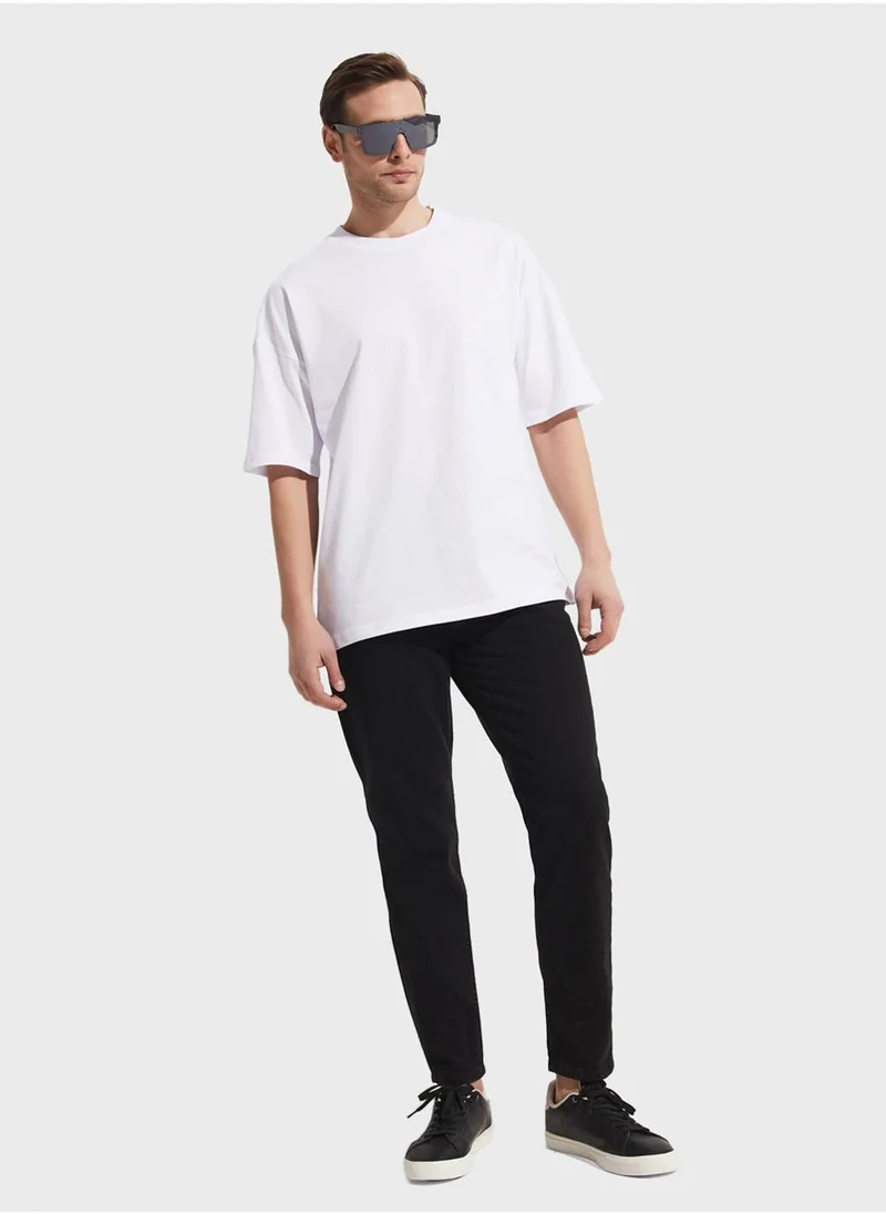 جون Ribbed  Collar T-Shirt
