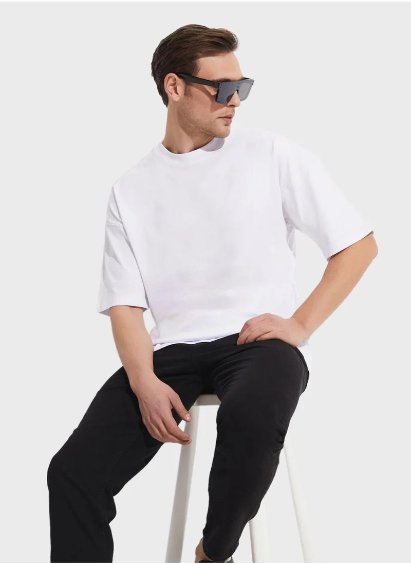 جون Ribbed  Collar T-Shirt