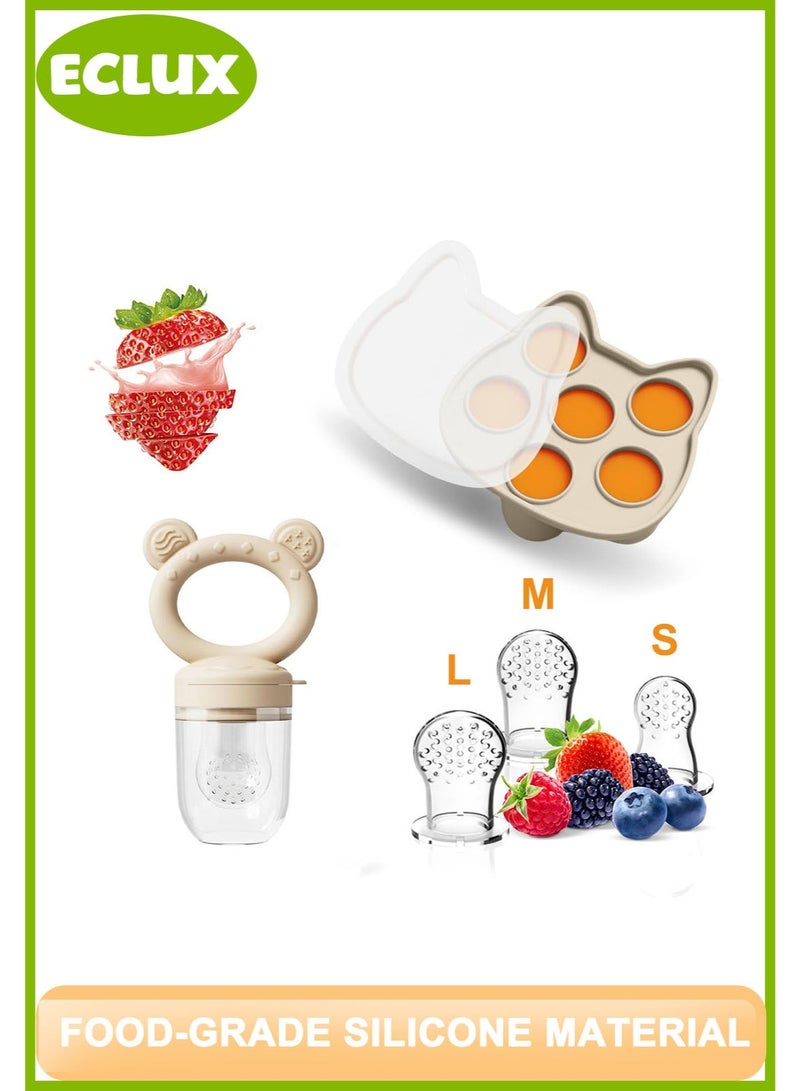 Fruit Teether, Baby Food Feeder & Food Freezer Tray, 2 in1 Silicone Nibbler Pacifier and Teether, Infant Teething Training for 1-12 monthes - Image 1