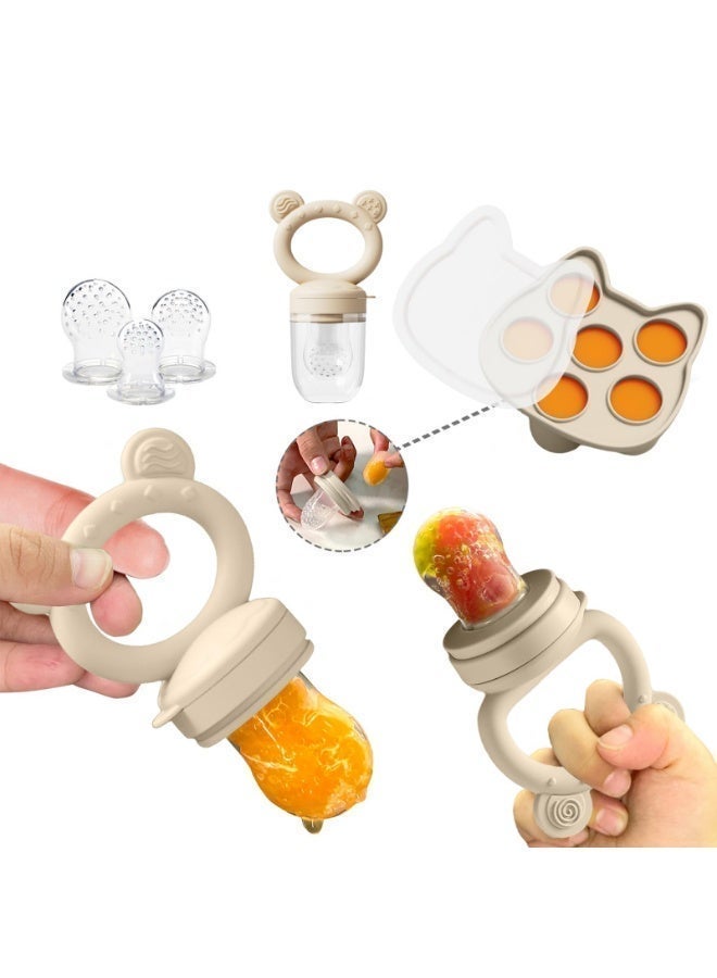 Fruit Teether, Baby Food Feeder & Food Freezer Tray, 2 in1 Silicone Nibbler Pacifier and Teether, Infant Teething Training for 1-12 monthes - Image 3