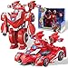 Super Wings Transformable Toys 7 Super Robot and 2 Mini Jett Transforming Suit 2 in 1 Racing CarRobot Action Figure for Boys and Girls Age 3 Gifts for Preschool Kids Red - Image 2
