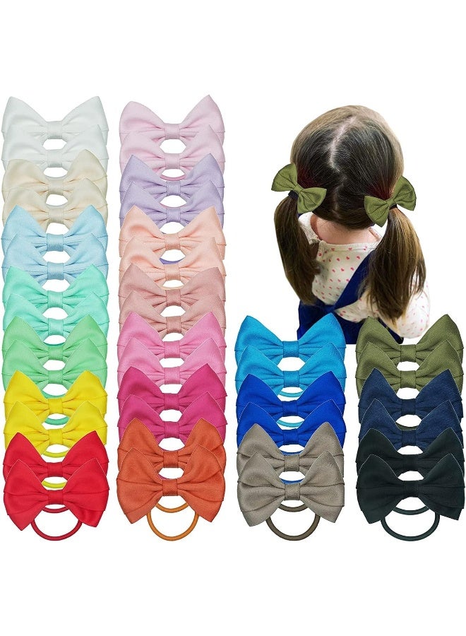 Ayesha 40 Pcs Hair Accessories - 3 Inch Bows, Rubber Bands, Ponytail Holders Elastics & Pigtail Bows for Girls & Toddlers - Image 1