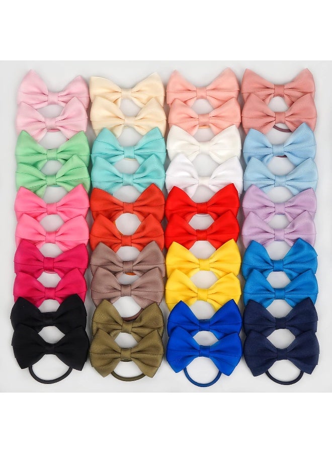 Ayesha 40 Pcs Hair Accessories - 3 Inch Bows, Rubber Bands, Ponytail Holders Elastics & Pigtail Bows for Girls & Toddlers - Image 5